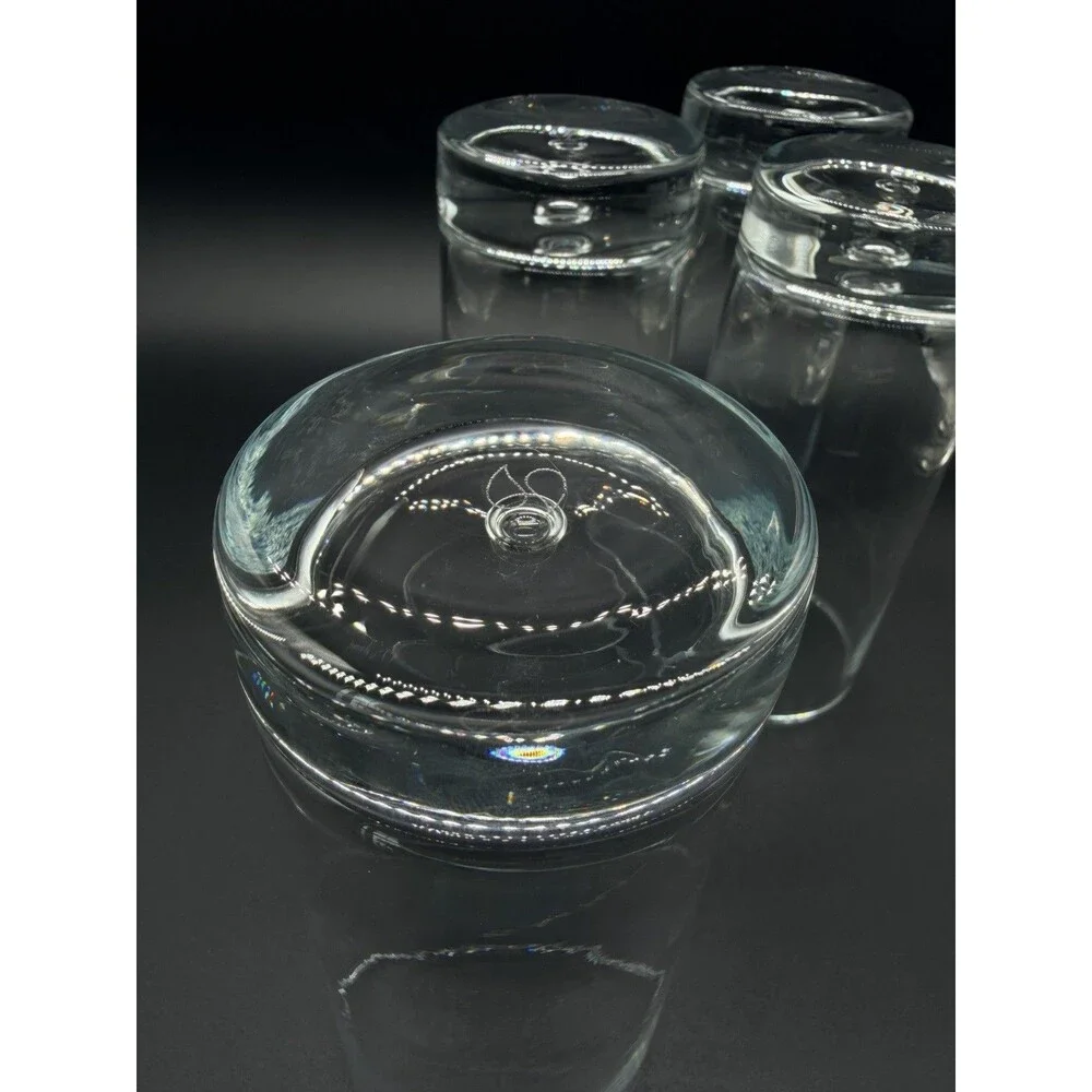 VTG Pasabahce Heavy Base 20oz Highball Glasses Set of 4 Clear Bubble Tumblers